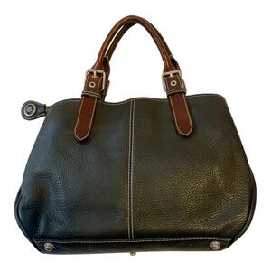 Dooney and Bourke All Weather Tote Bag Pebbled Black Brown Leather Hand Carry